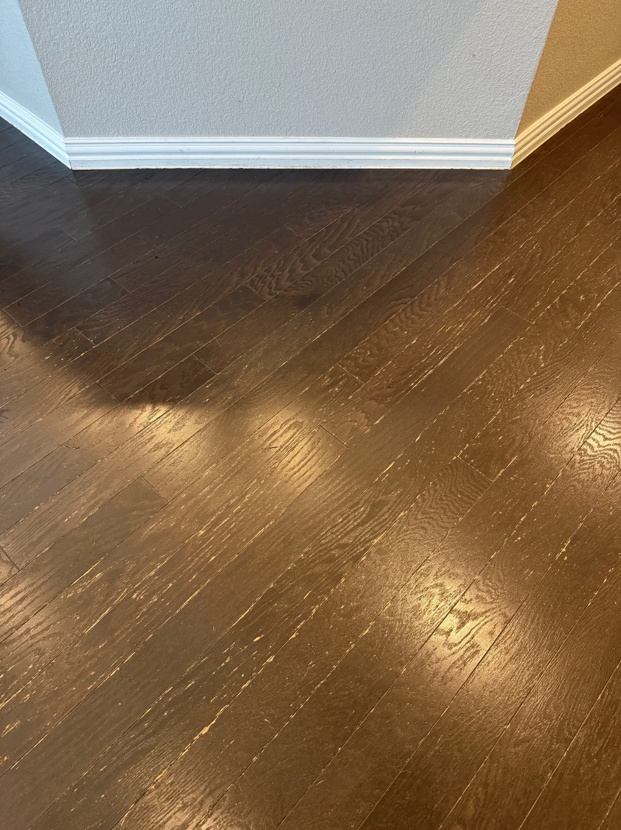 North DFW: Flower Mound Red Oak Hardwood – before refinishing