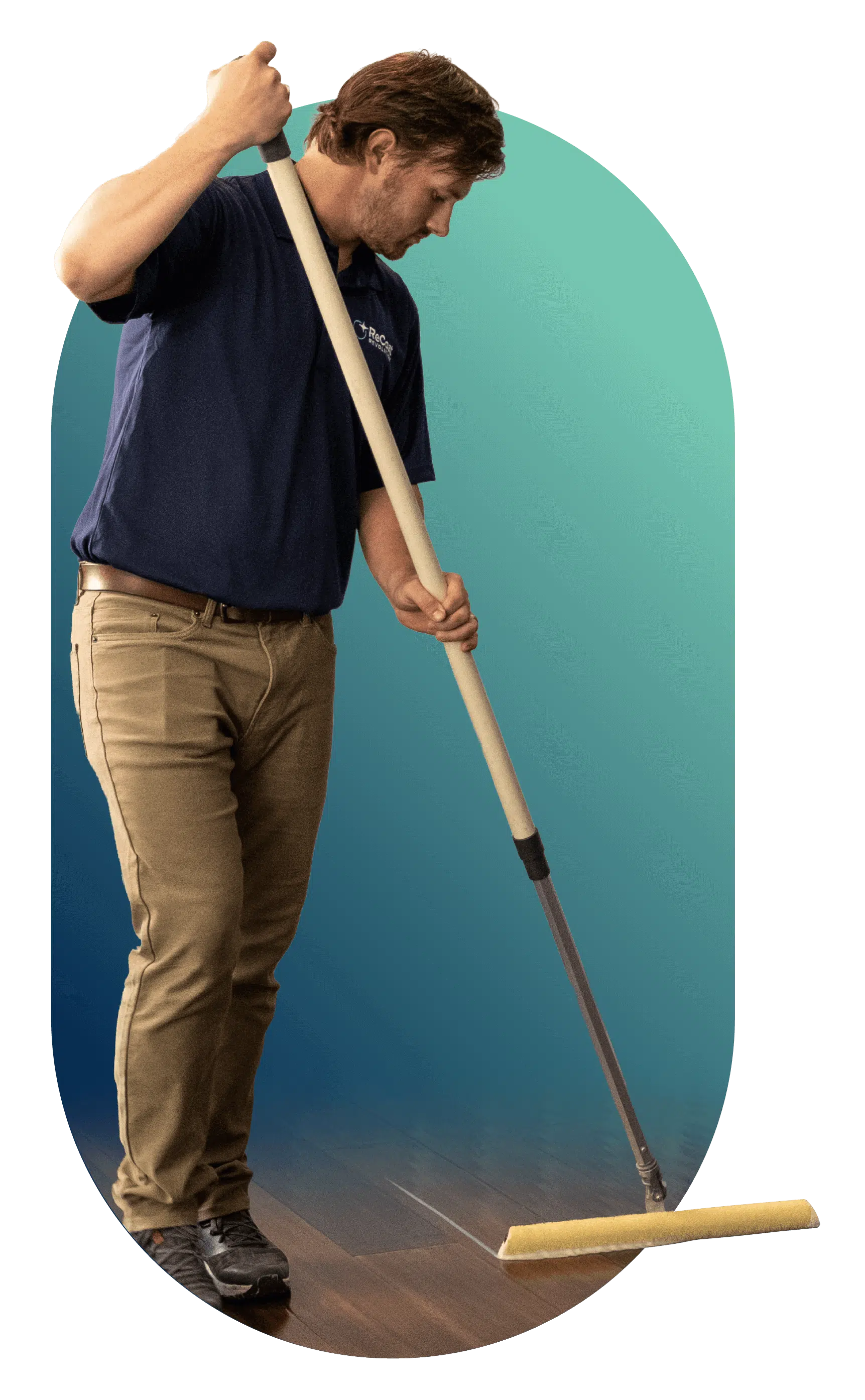 ReCoat Revolution technician applying a floor finish